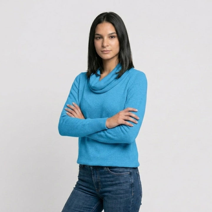 Maglione fluido in misto viscosa ed elastan con scollatura arricciata