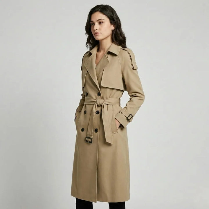 Cappotto lungo strutturato in misto cotone con taglio aderente