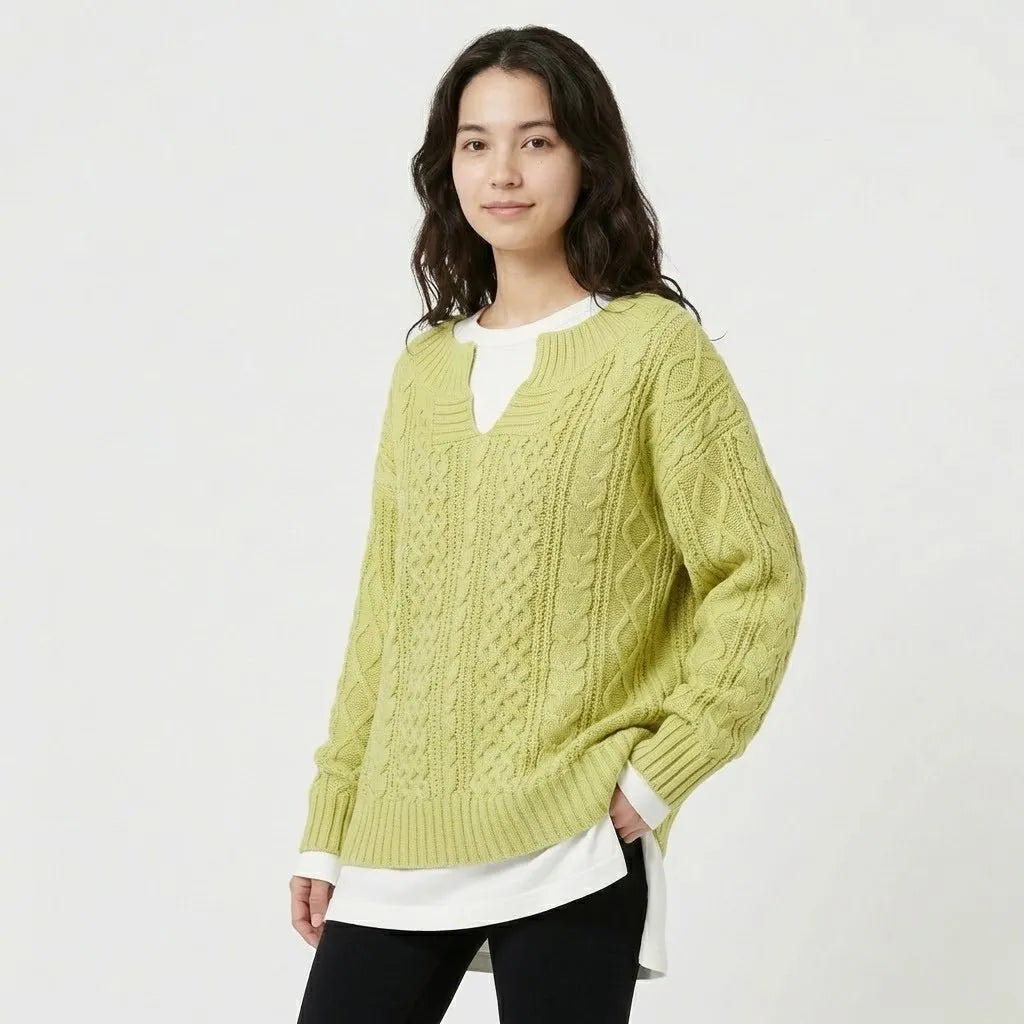 Set oversize in maglia con motivo a treccia
