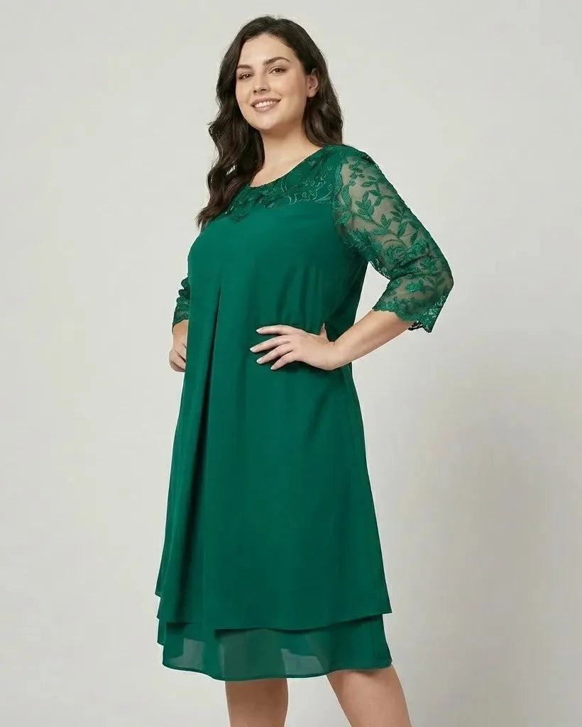 Ľubomila | Abito midi elegante con maniche decorate