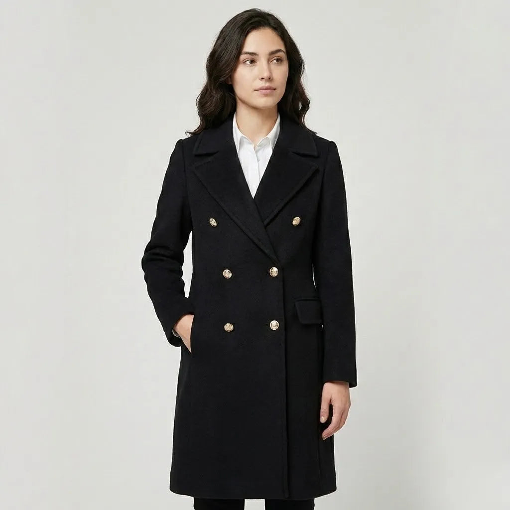 Cappotto lungo strutturato in misto lana con taglio dritto