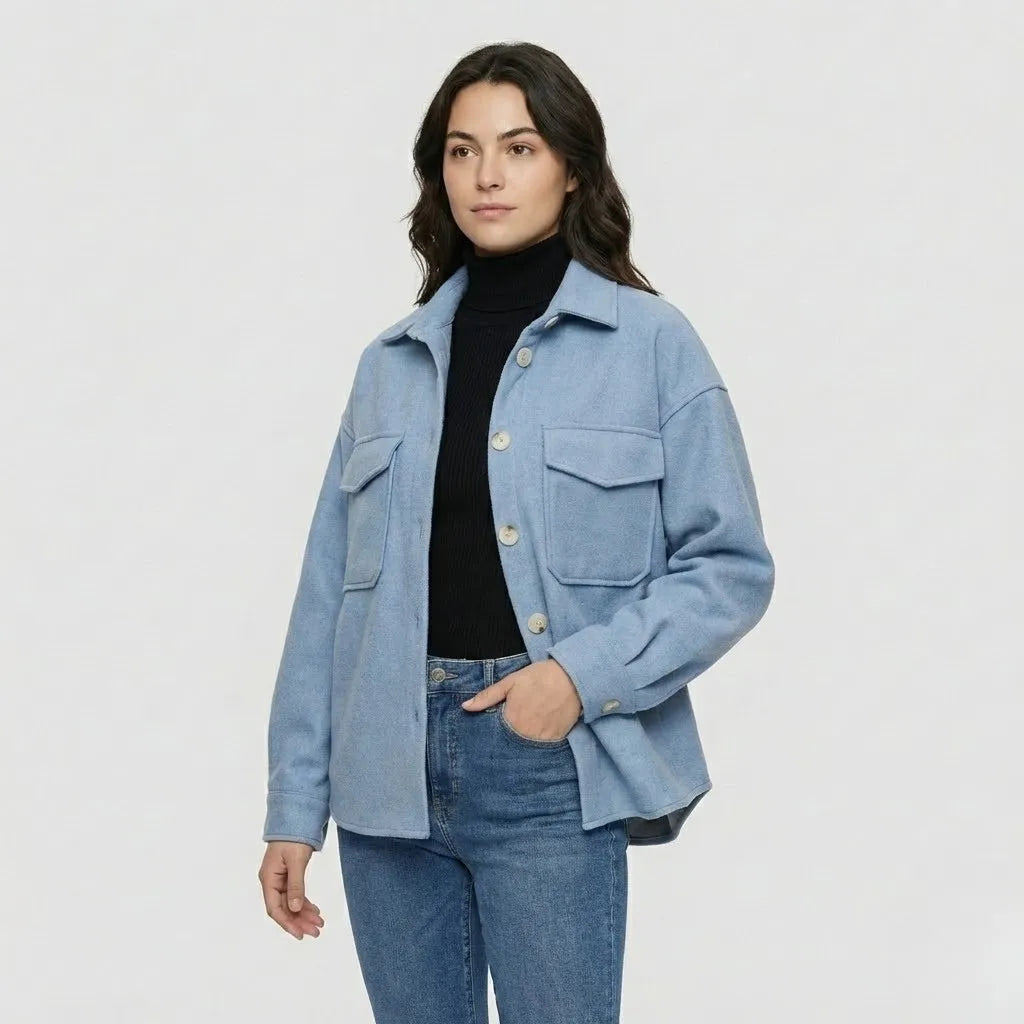 Giacca a camicia monocolore in stile urbano moderno
