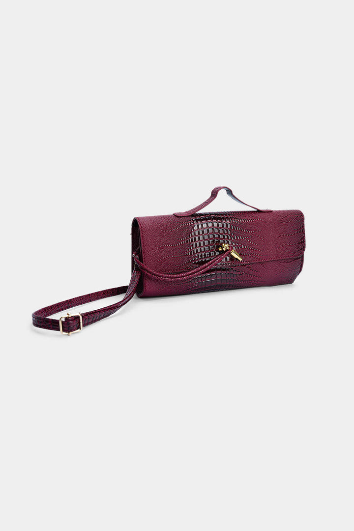 Borsa in similpelle con effetto coccodrillo