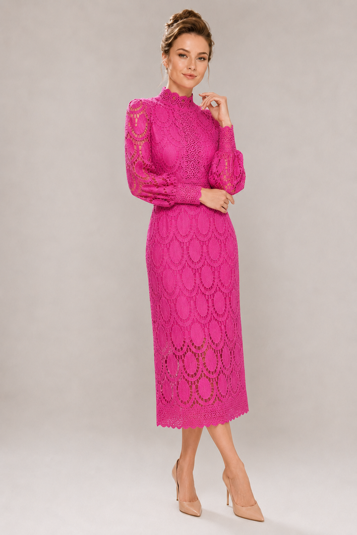 Emika | Abito maxi romantico con colletto