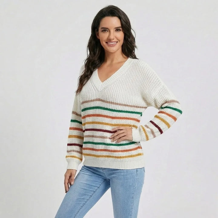 Maglione a maglia morbido con sottili righe in stile casual elegante