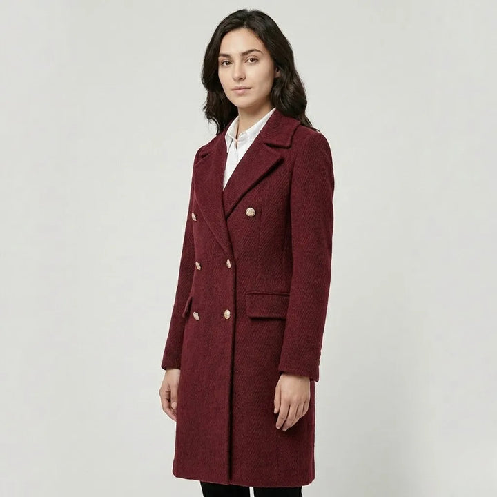 Cappotto lungo strutturato in misto lana con taglio dritto
