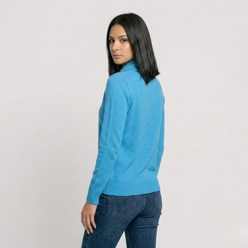 Maglione fluido in misto viscosa ed elastan con scollatura arricciata