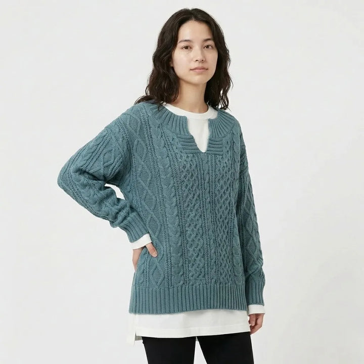 Set oversize in maglia con motivo a treccia