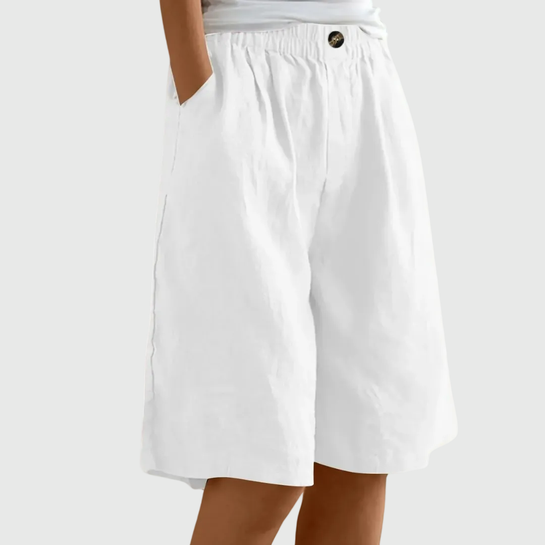 Pantaloni corti larghi fino al ginocchio con cintura elastica e tasche