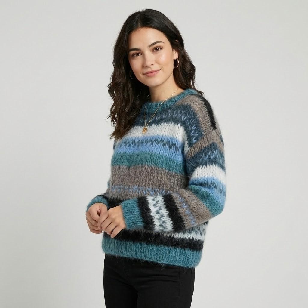 Maglione morbido a maglia con motivo a righe