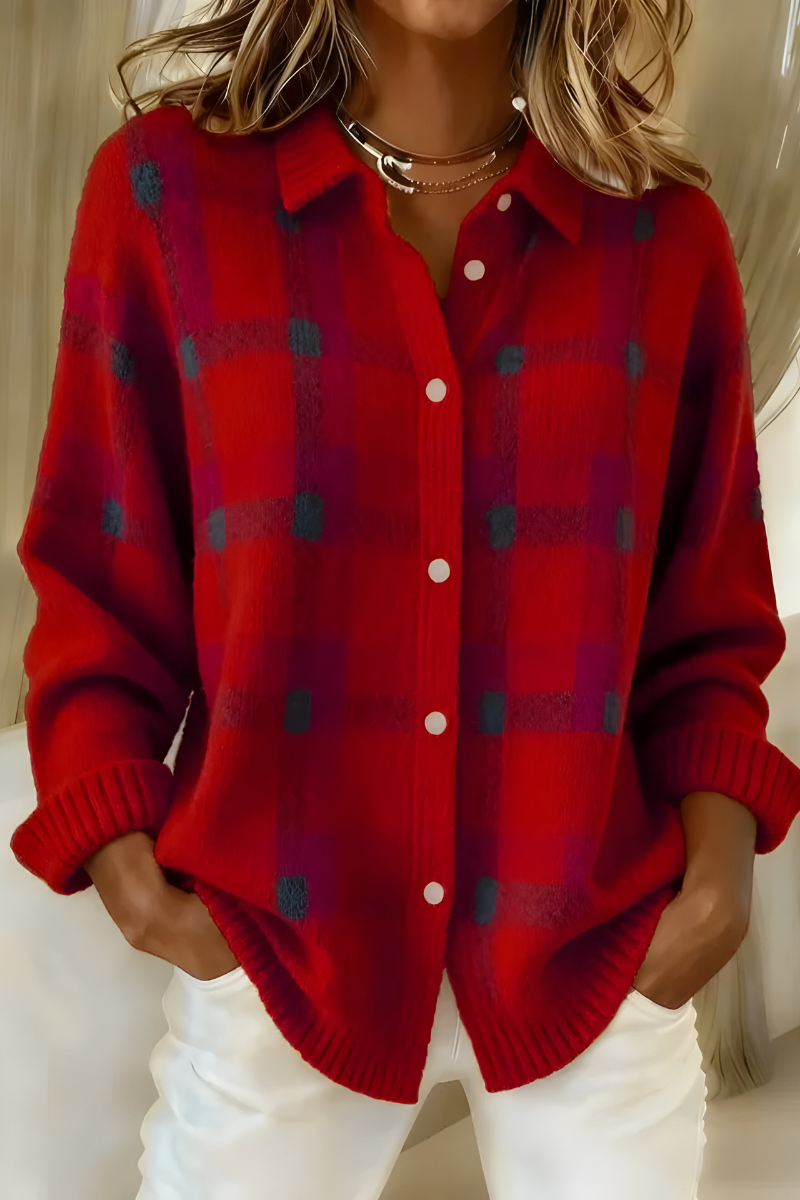 Cardigan a quadri con bottoni