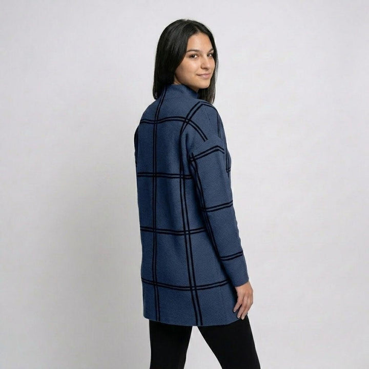 Maglione lungo lavorato a maglia in misto acrilico e poliestere con motivo geometrico in stile urbano
