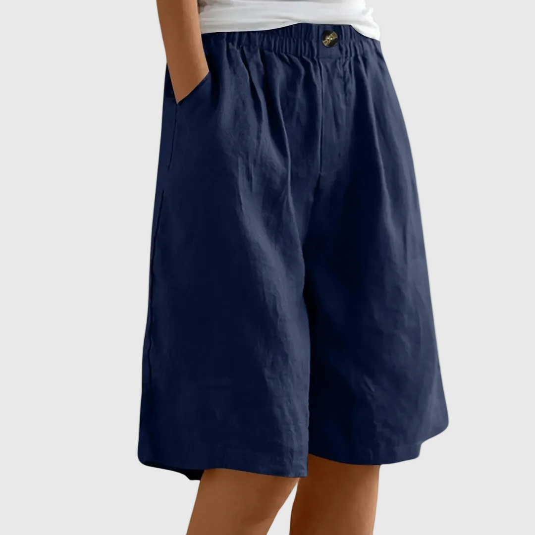 Pantaloni corti larghi fino al ginocchio con cintura elastica e tasche