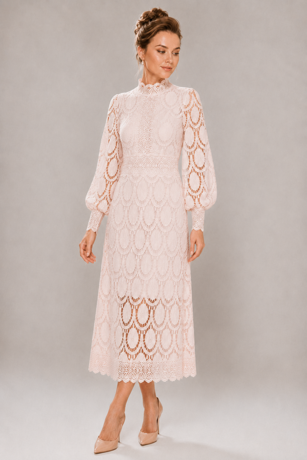 Emika | Abito maxi romantico con colletto