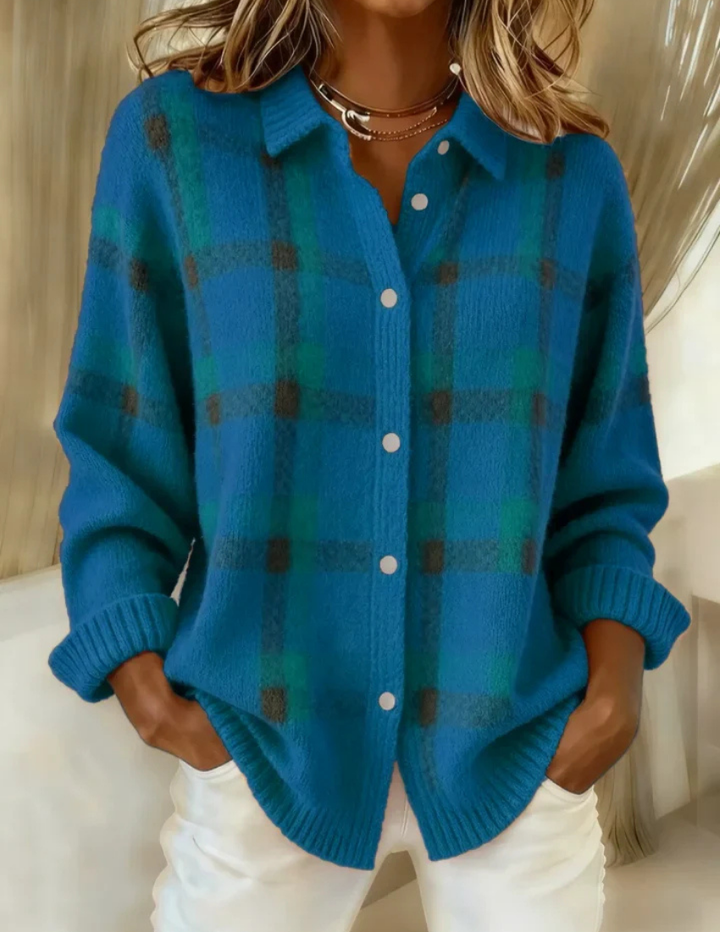 Cardigan a quadri con bottoni