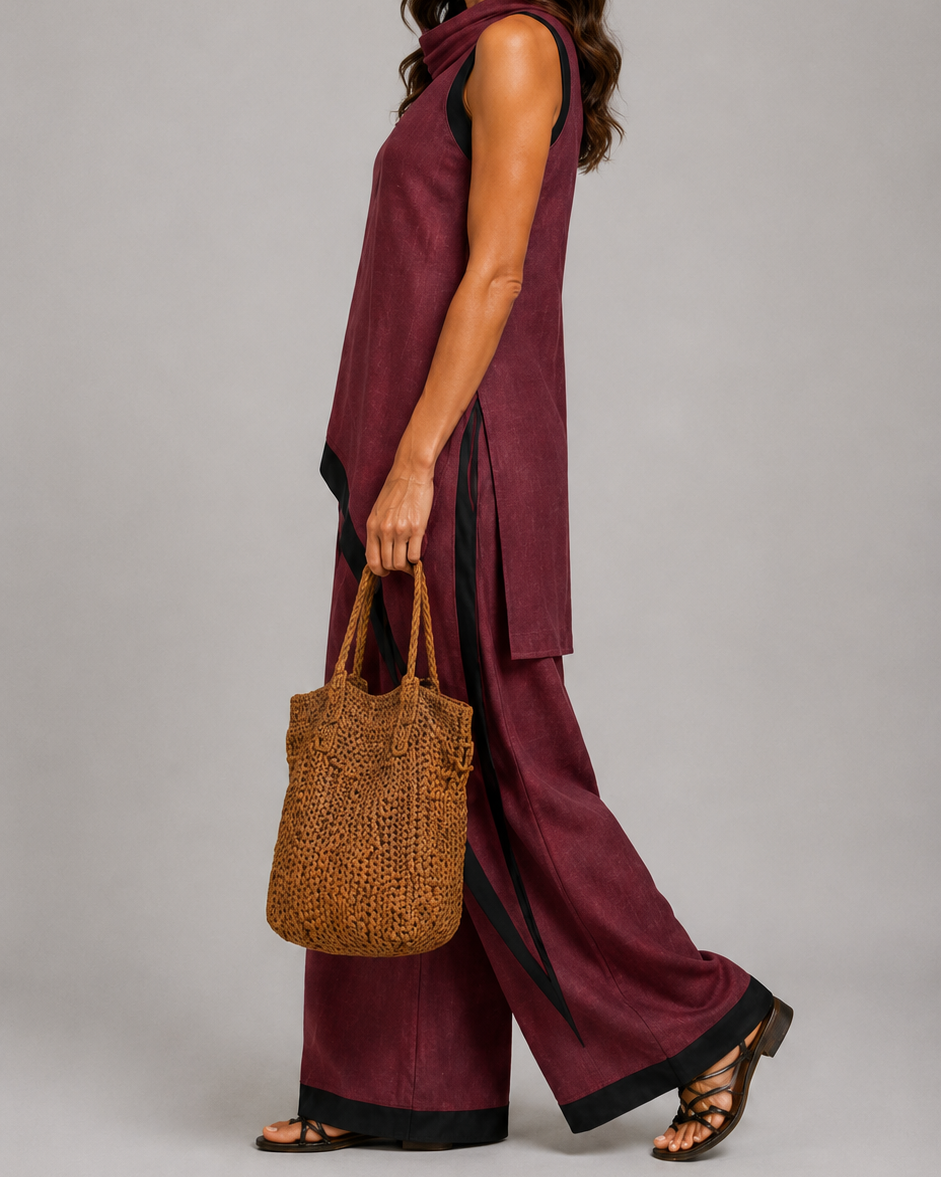Leonora | Completo elegante con dettagli a contrasto