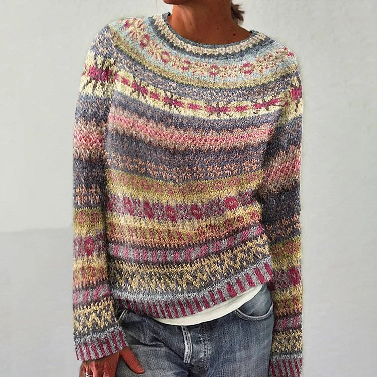 Maglione con motivo mosaico multicolore