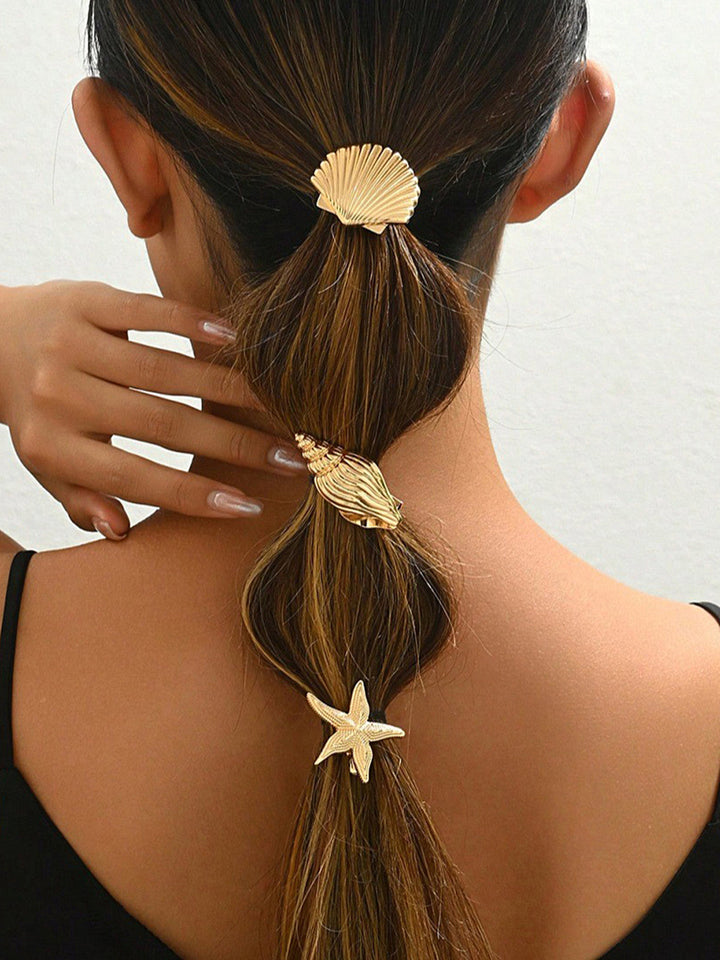 Set di 3 fermagli per capelli con conchiglie e stella marina