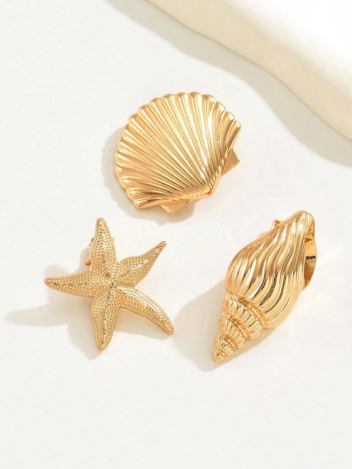 Set di 3 fermagli per capelli con conchiglie e stella marina