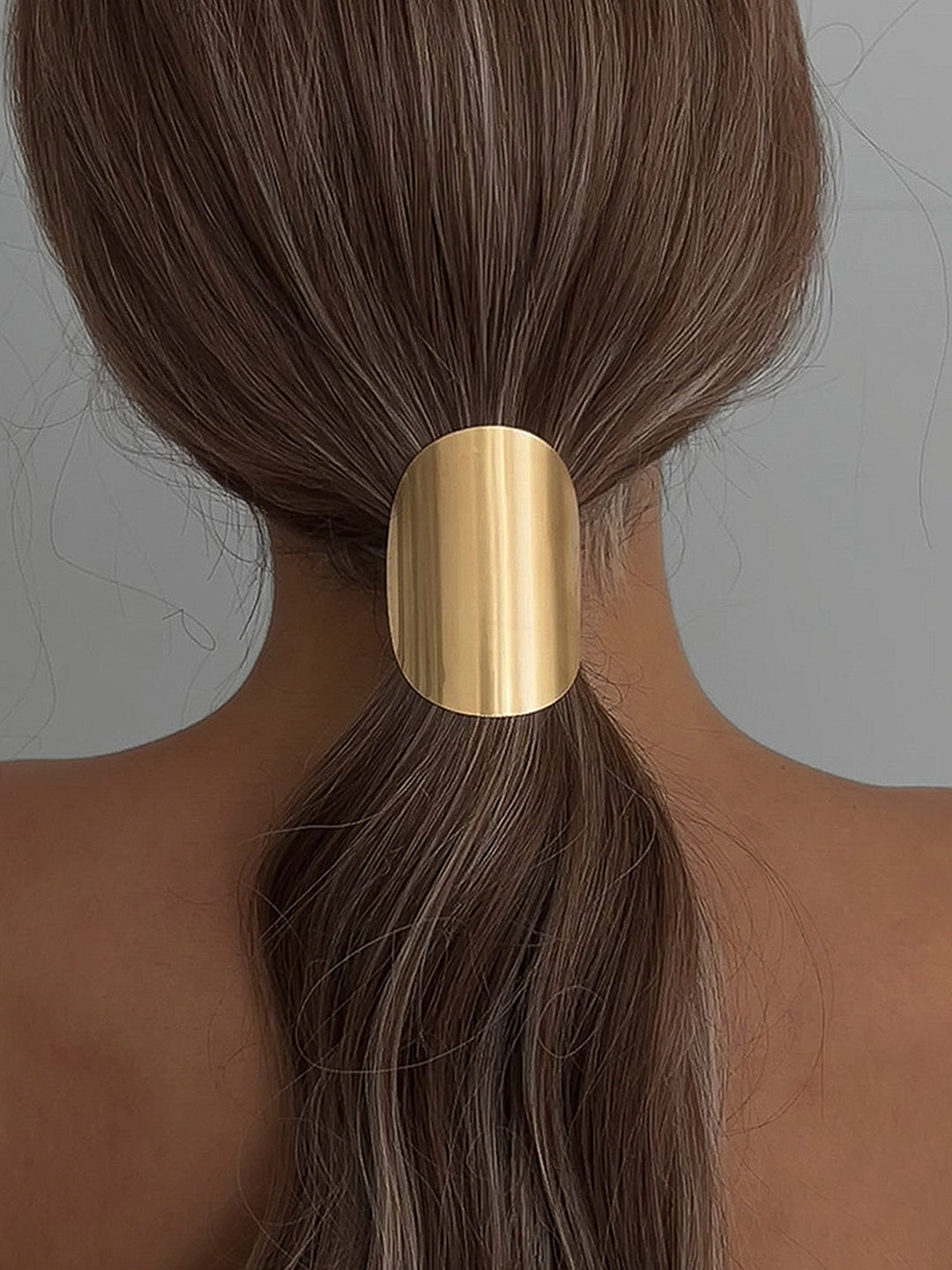 Fibbia ovale lucida minimalista per capelli