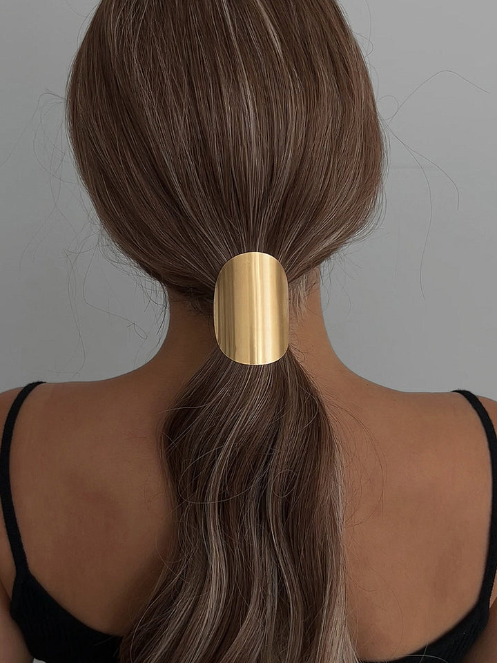 Fibbia ovale lucida minimalista per capelli