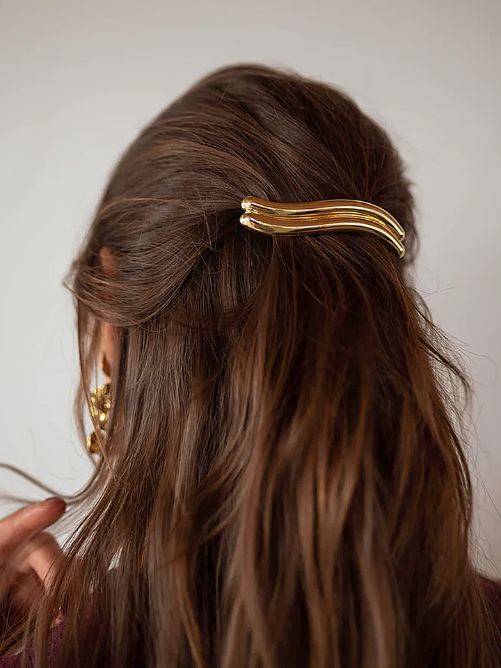Fermaglio per capelli ondulato minimalista lucido