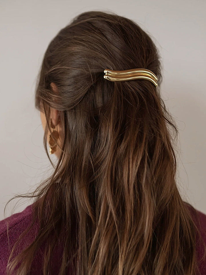 Fermaglio per capelli ondulato minimalista lucido