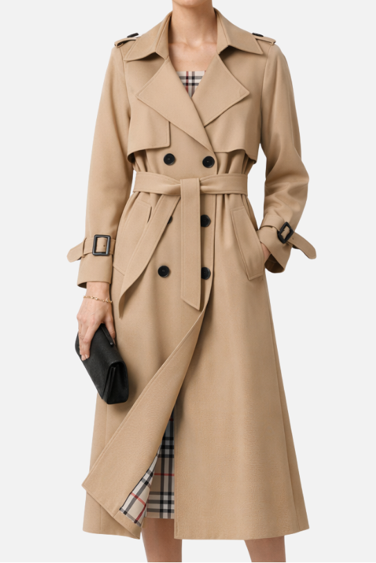 Trench con cintura e bottoni