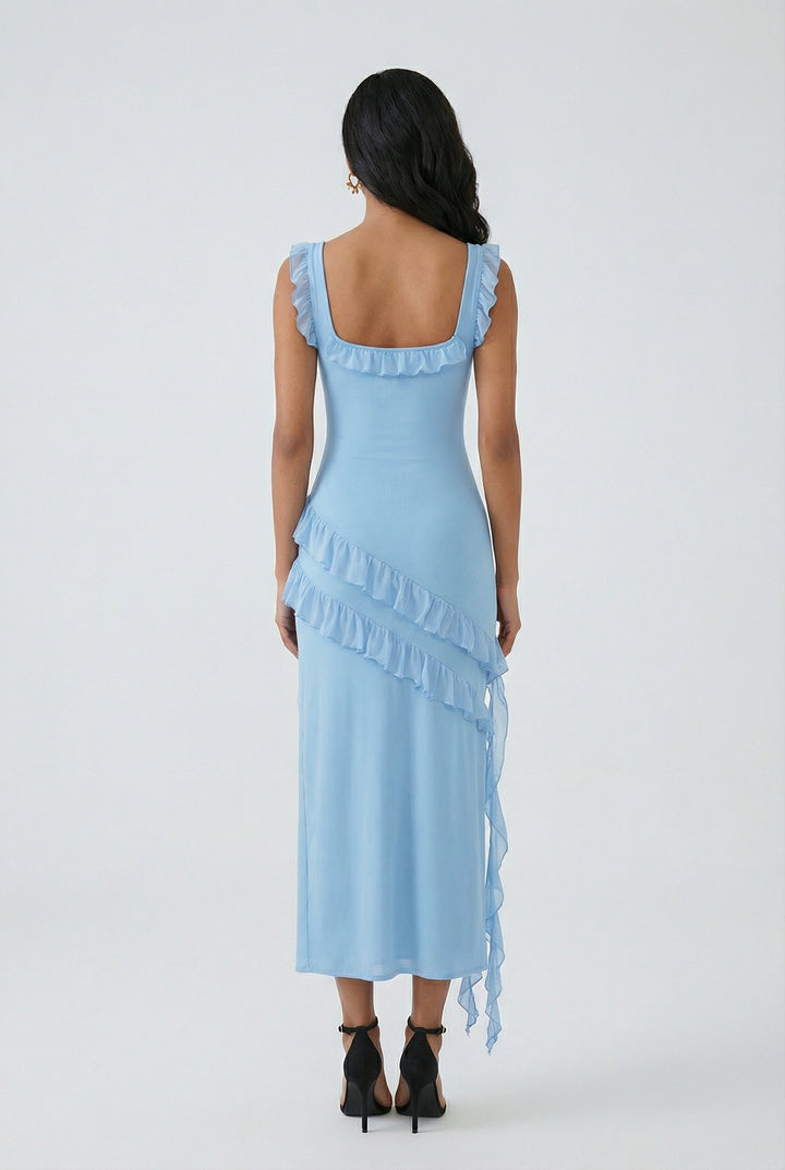 Veronika | Maxi abito blu con alto spacco