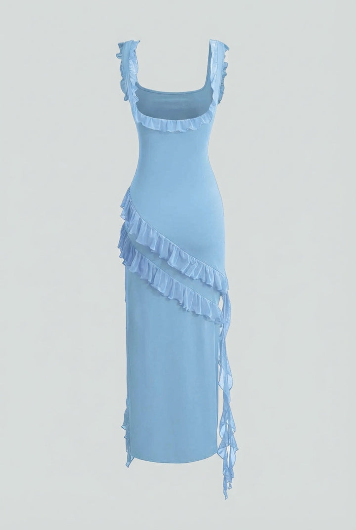 Veronika | Maxi abito blu con alto spacco