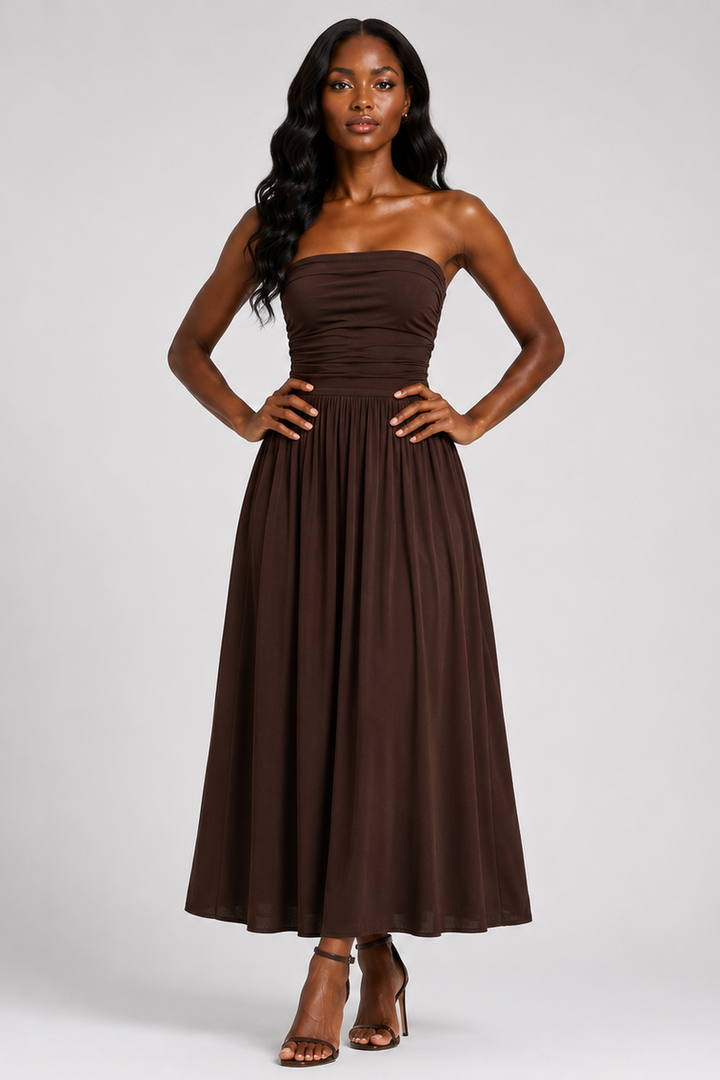 Anita | Abito maxi plissettato senza spalline