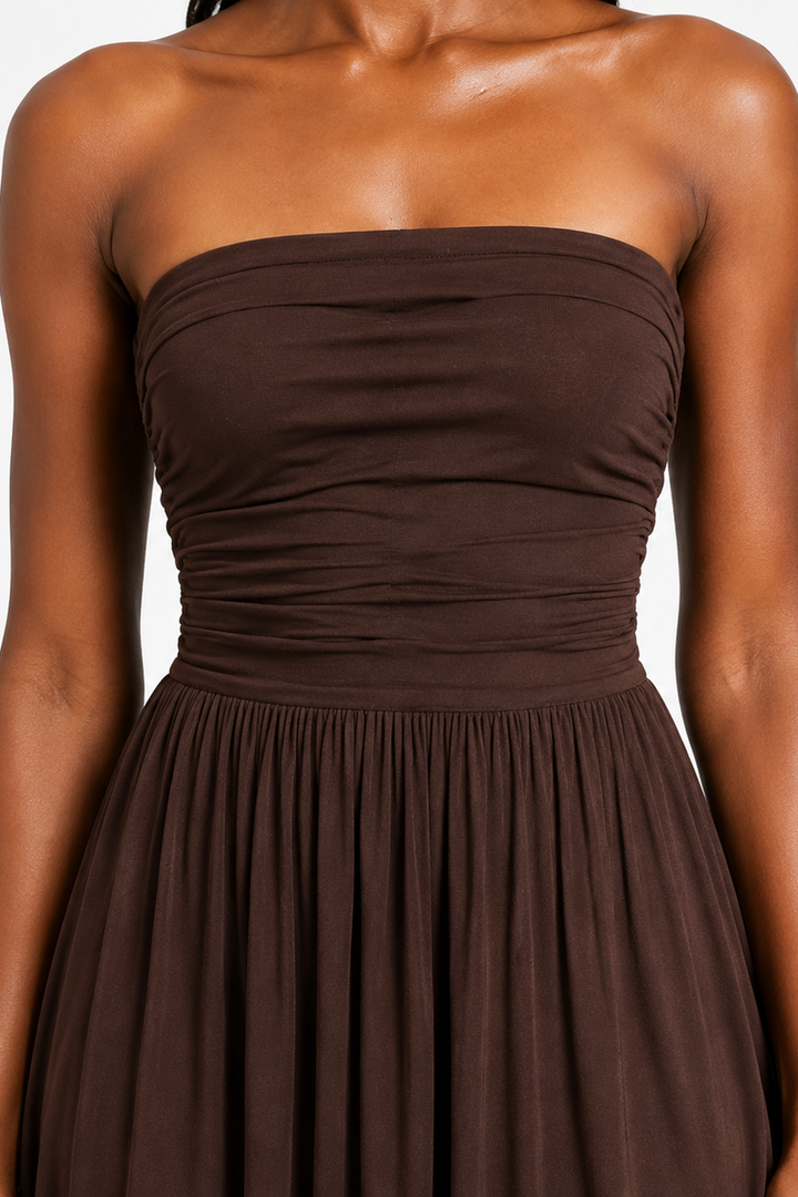 Anita | Abito maxi plissettato senza spalline