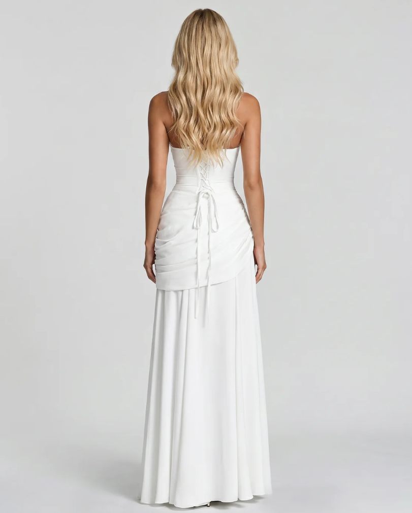Vera | Maxi abito con scollatura quadrata arricciata