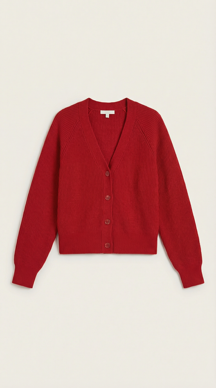 Cardigan lavorato a maglia con scollatura a V e delicati bottoni
