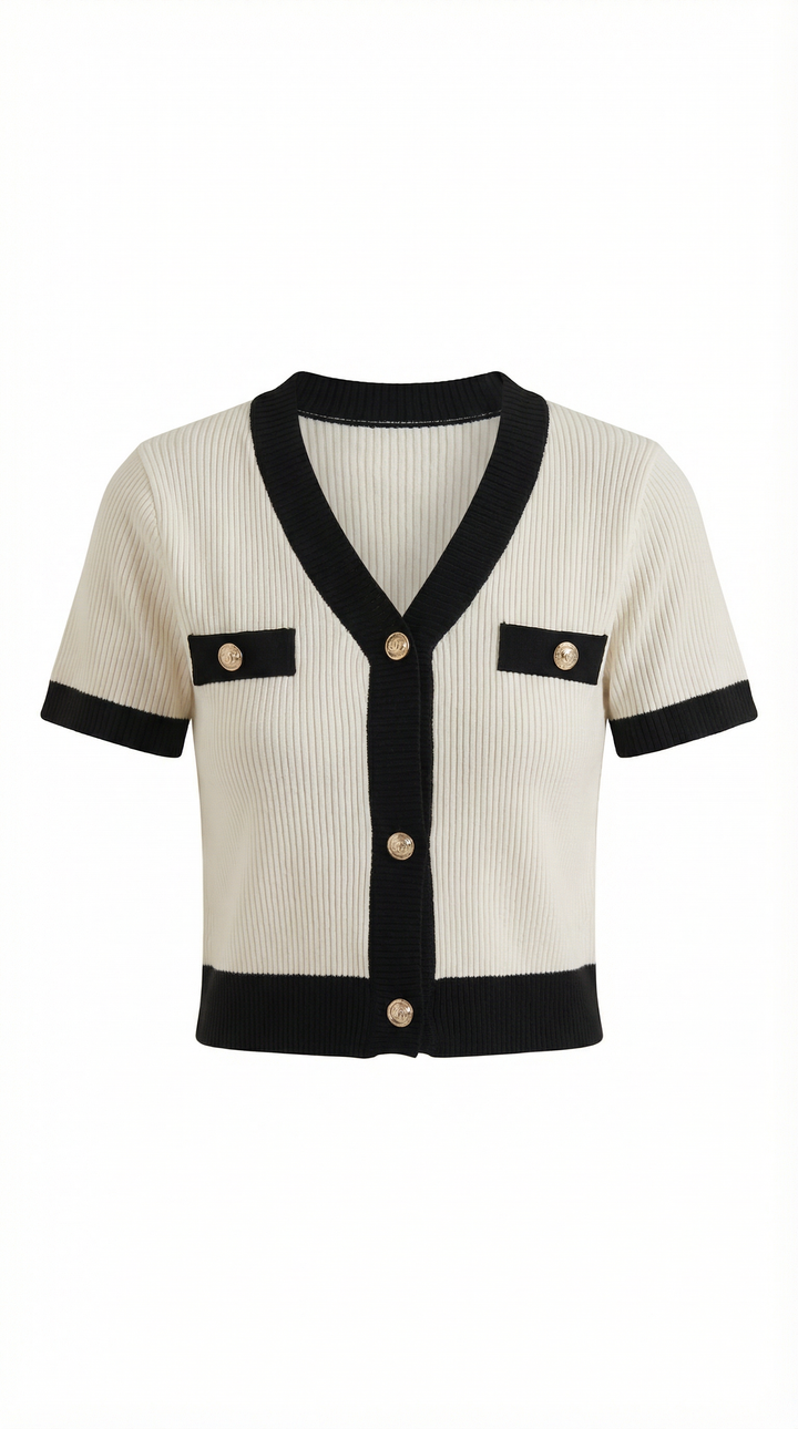 Cardigan aderente a maglia con maniche corte