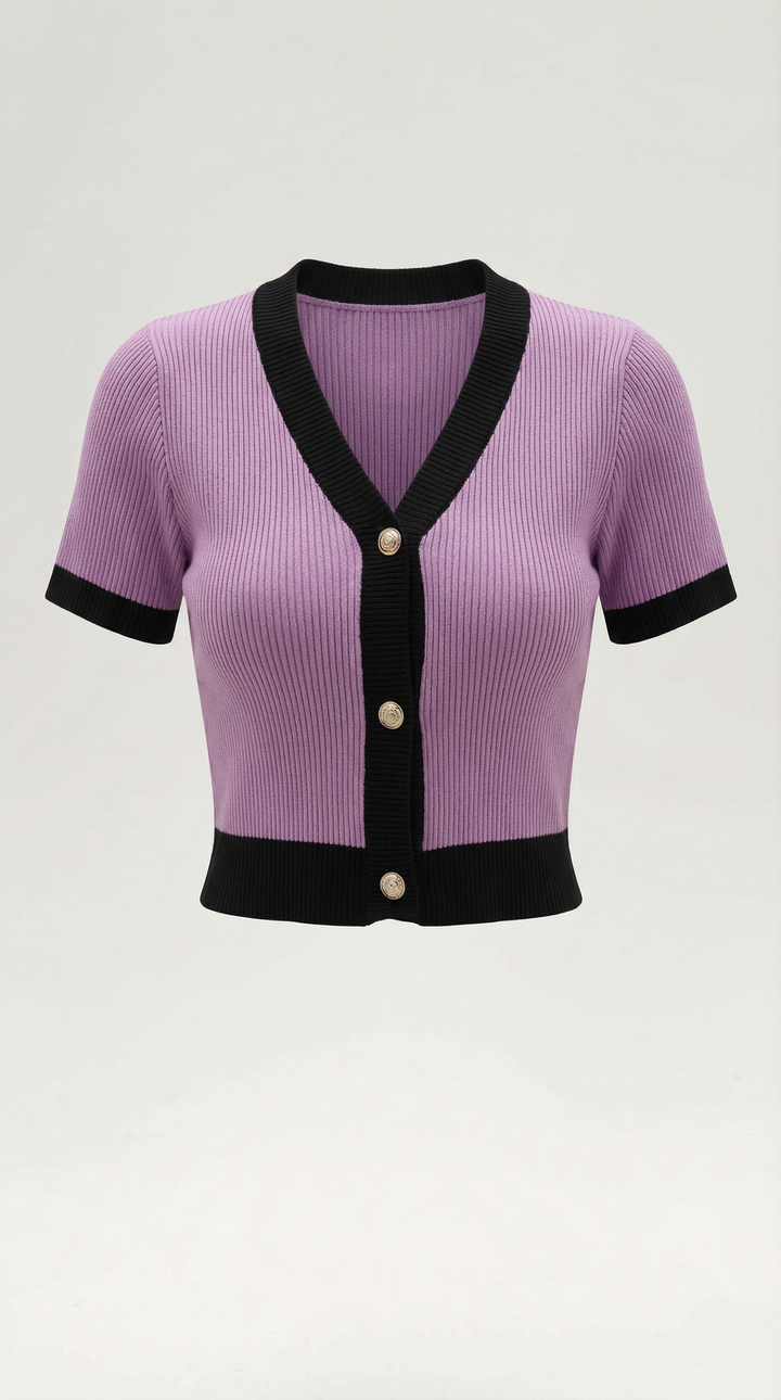 Cardigan aderente a maglia con maniche corte
