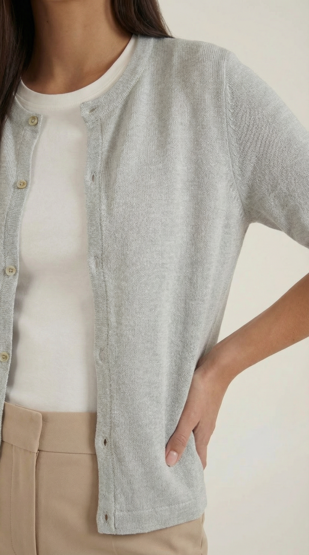 Cardigan lavorato a maglia universale con maniche corte