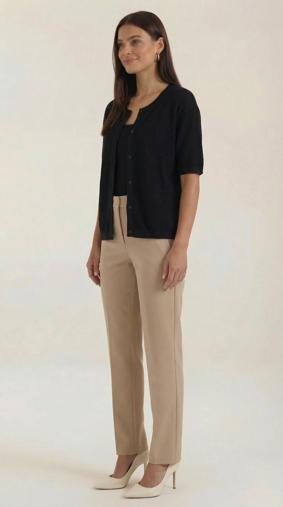Cardigan lavorato a maglia universale con maniche corte