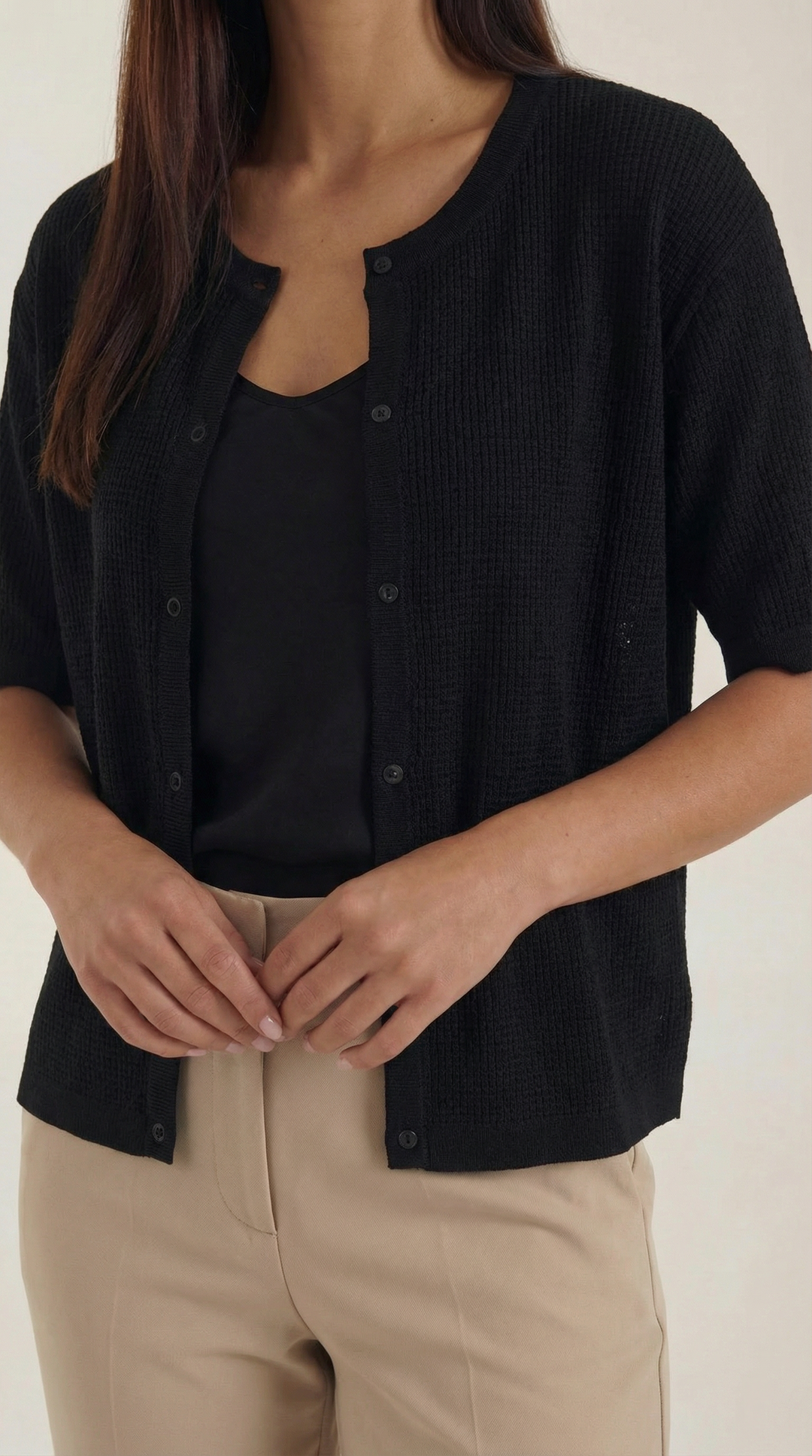 Cardigan lavorato a maglia universale con maniche corte