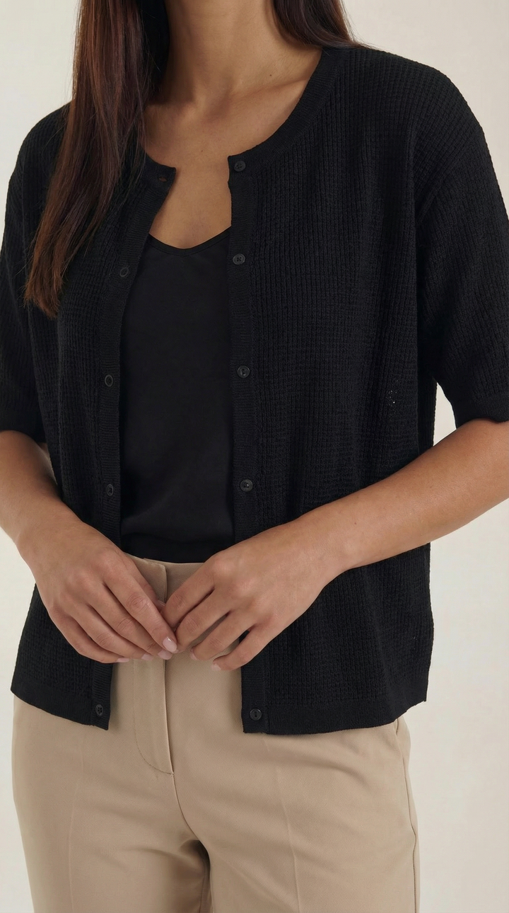 Cardigan lavorato a maglia universale con maniche corte