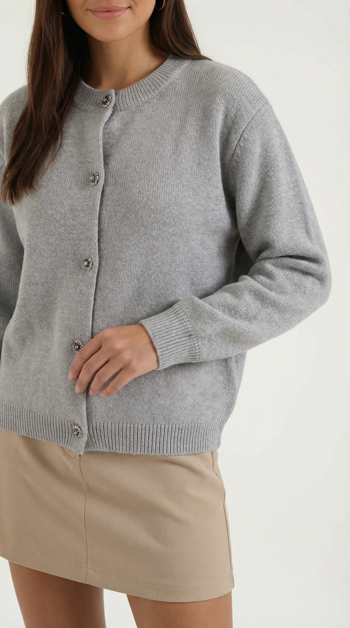 Cardigan lavorato a maglia con chiusura a bottoni classica