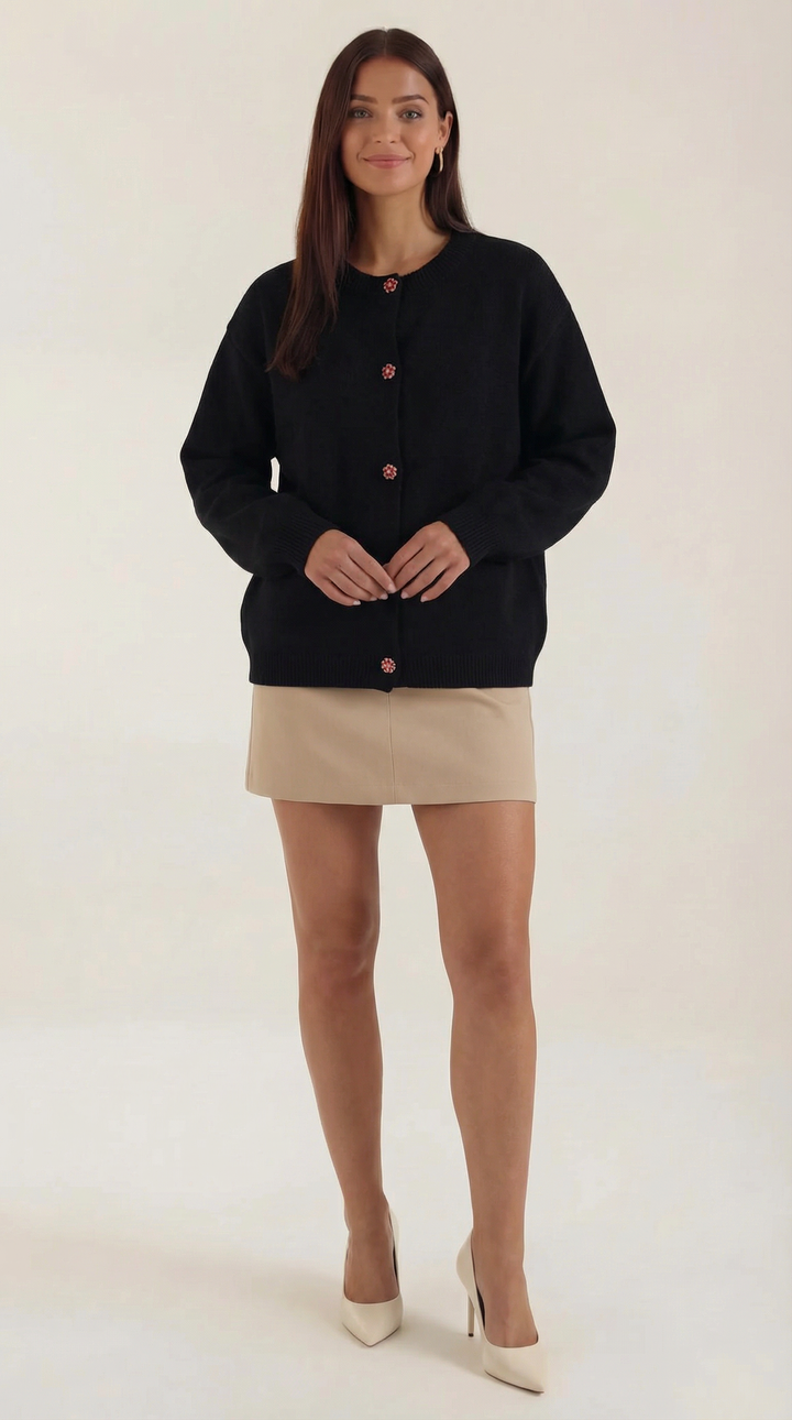 Cardigan lavorato a maglia con chiusura a bottoni classica