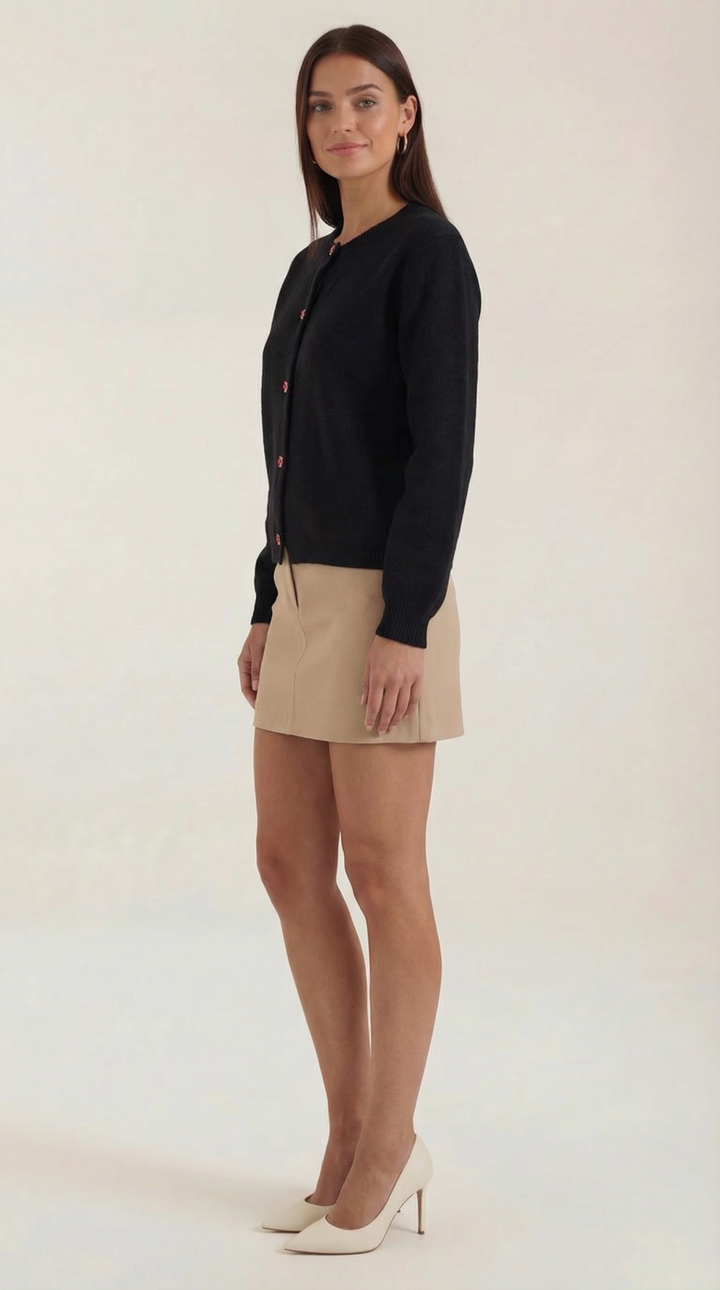 Cardigan lavorato a maglia con chiusura a bottoni classica