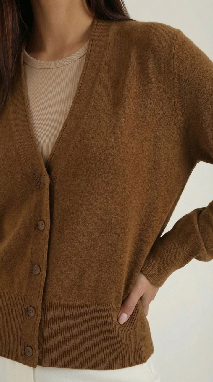 Cardigan lavorato a maglia con scollatura a V in stile senza tempo