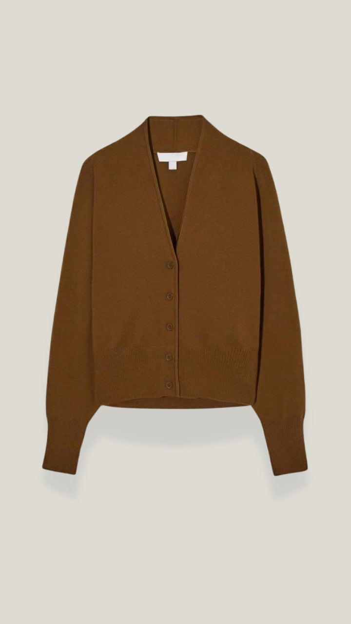 Cardigan lavorato a maglia con scollatura a V in stile senza tempo