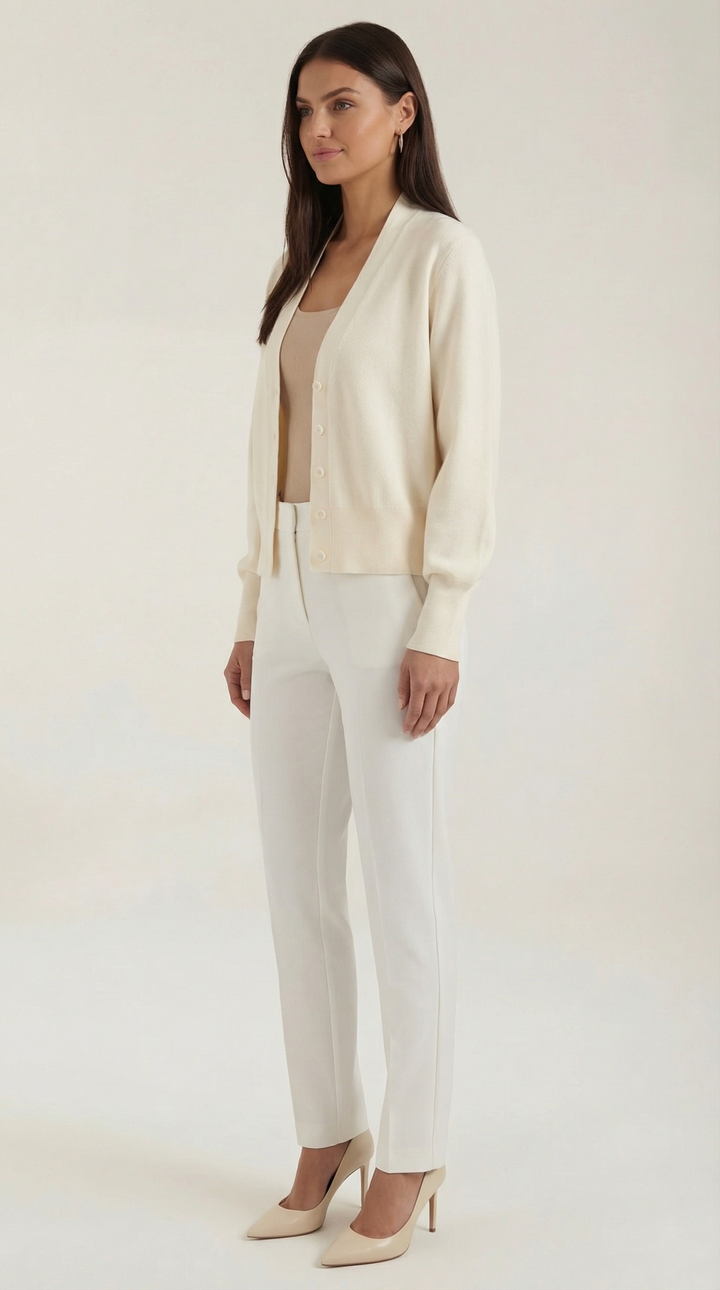 Cardigan lavorato a maglia con scollatura a V in stile senza tempo