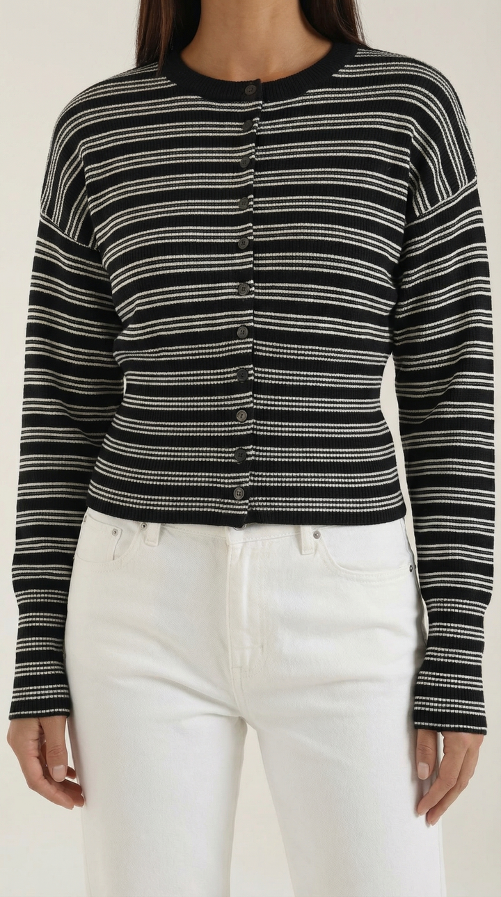 Cardigan lavorato a maglia con motivo a righe