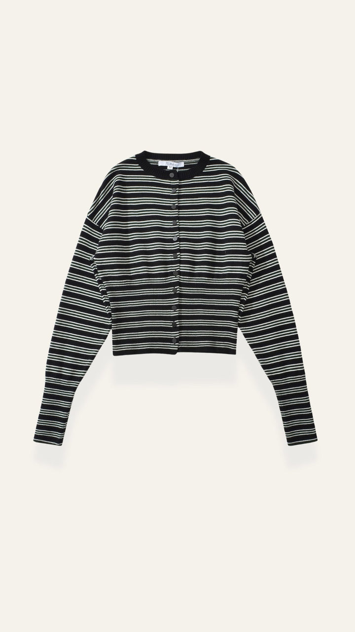 Cardigan lavorato a maglia con motivo a righe
