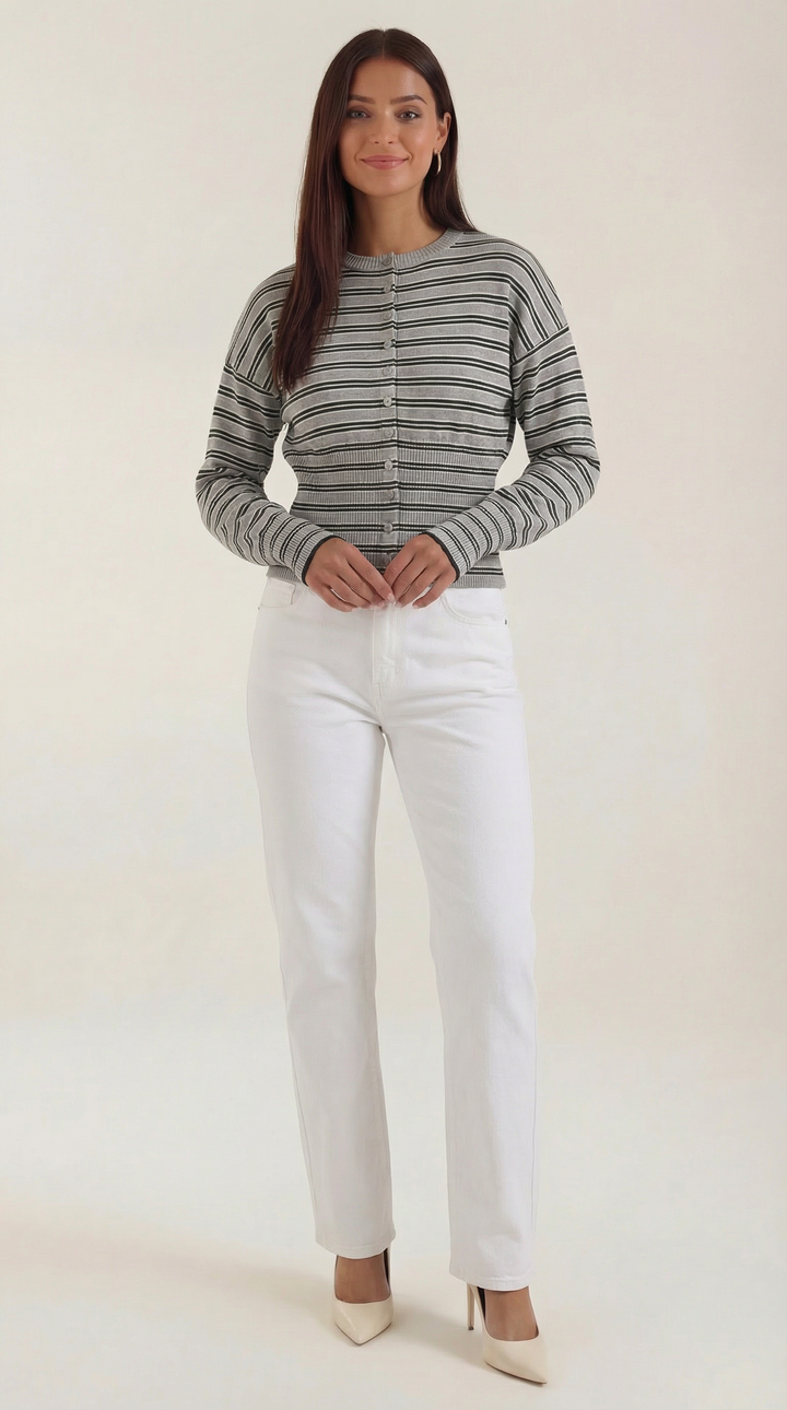 Cardigan lavorato a maglia con motivo a righe