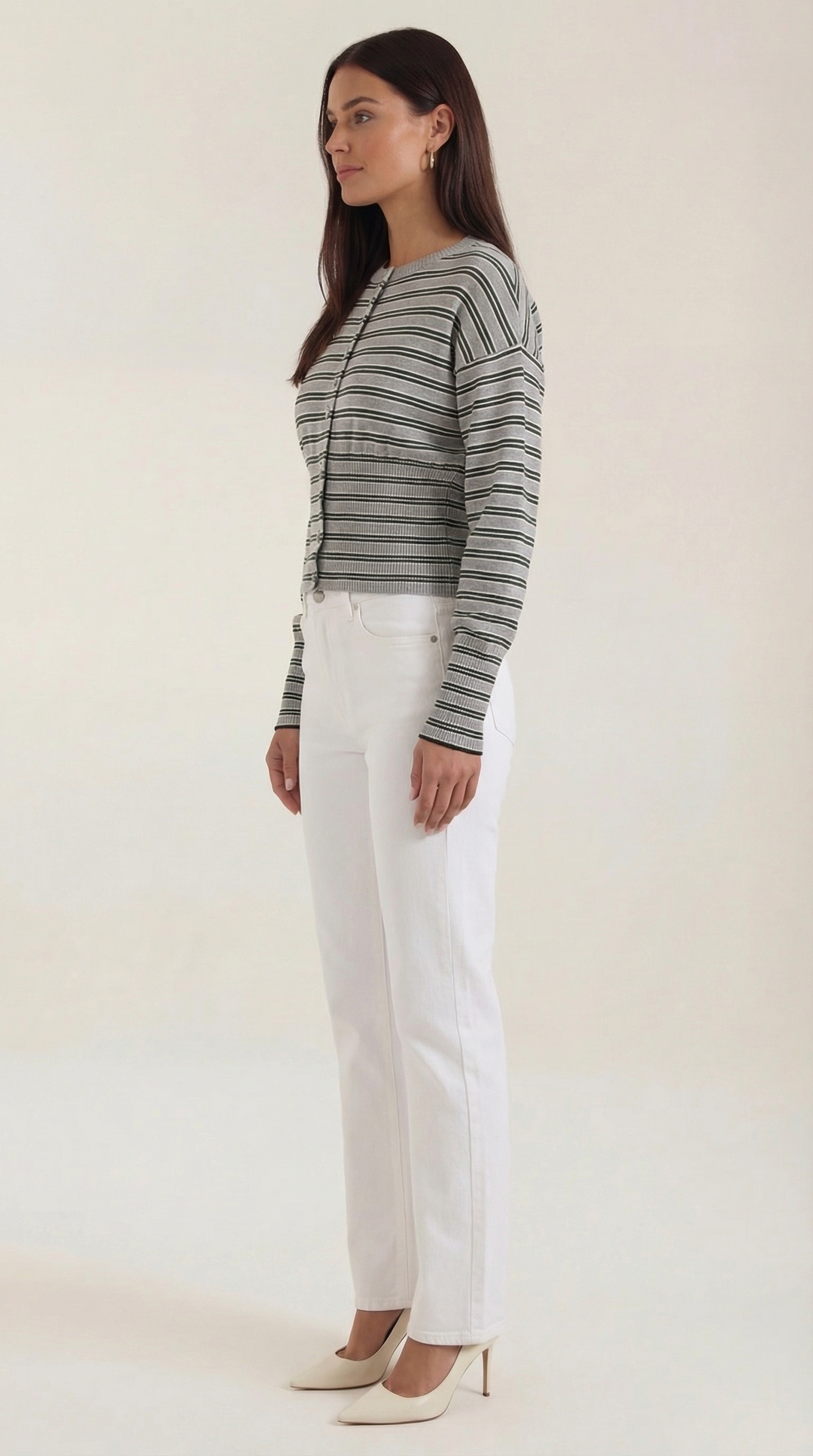 Cardigan lavorato a maglia con motivo a righe